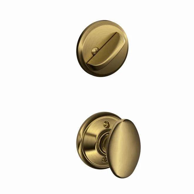 Schlage Siena Knob Interior Active Trim - Exterior Handleset Sold Separately Antique Brass