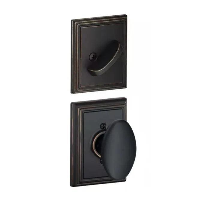 Schlage Siena Knob With Addison Rosette Interior Active Trim - Exterior Handleset Sold Separately in Aged Bronze finish