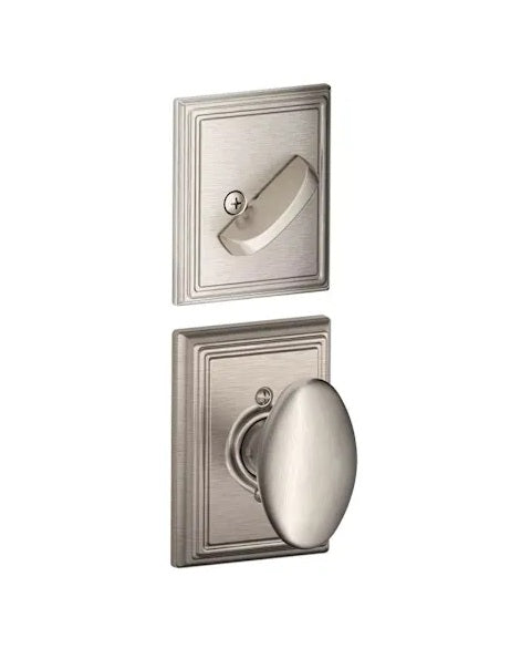 Schlage Siena Knob With Addison Rosette Interior Active Trim - Exterior Handleset Sold Separately Satin Nickel