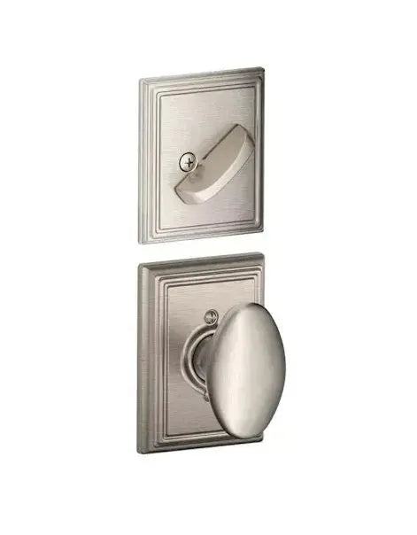 Schlage Siena Knob With Addison Rosette Interior Active Trim - Exterior Handleset Sold Separately in Satin Nickel finish