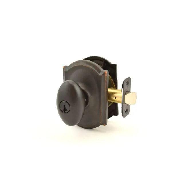 Schlage Siena Knob with Camelot Rosette Aged Bronze