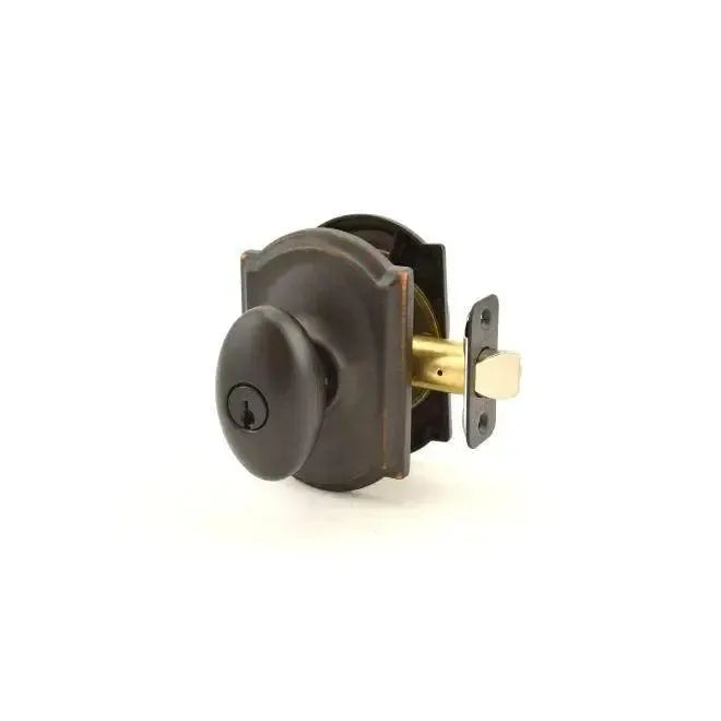 Schlage Siena Knob with Camelot Rosette in Aged Bronze finish