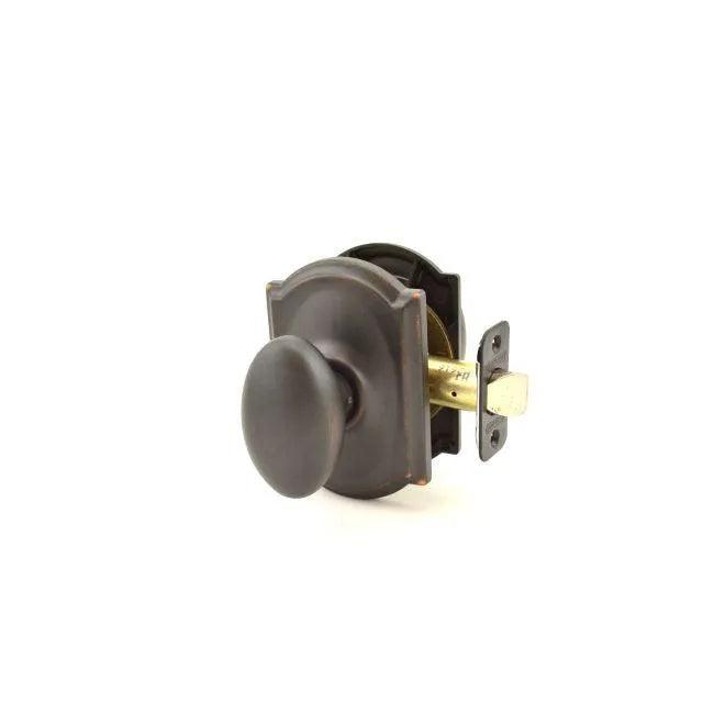 Schlage Siena Passage Knob With Camelot Rosette Aged Bronze