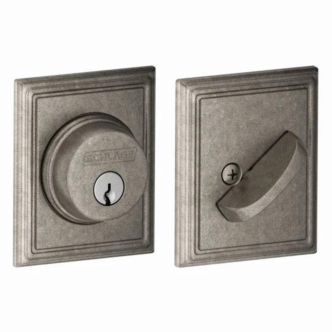 Schlage Single Cylinder Deadbolt With Addison Trim in Distressed Nickel finish
