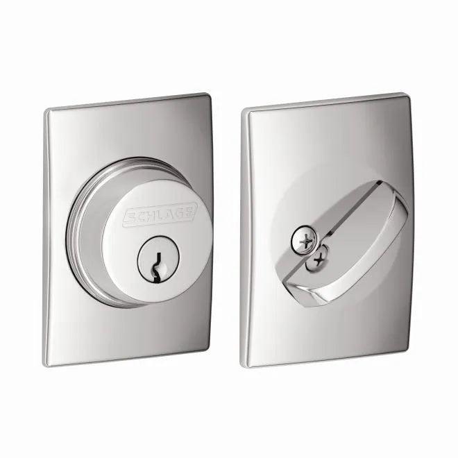Schlage Single Cylinder Deadbolt With Century Trim in Bright Chrome finish