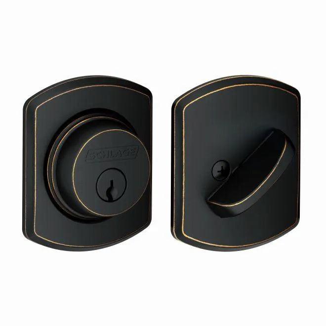 Schlage Single Cylinder Deadbolt With Greenwich Trim Aged Bronze