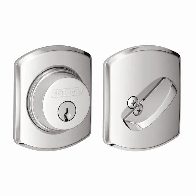 Schlage Single Cylinder Deadbolt With Greenwich Trim Bright Chrome