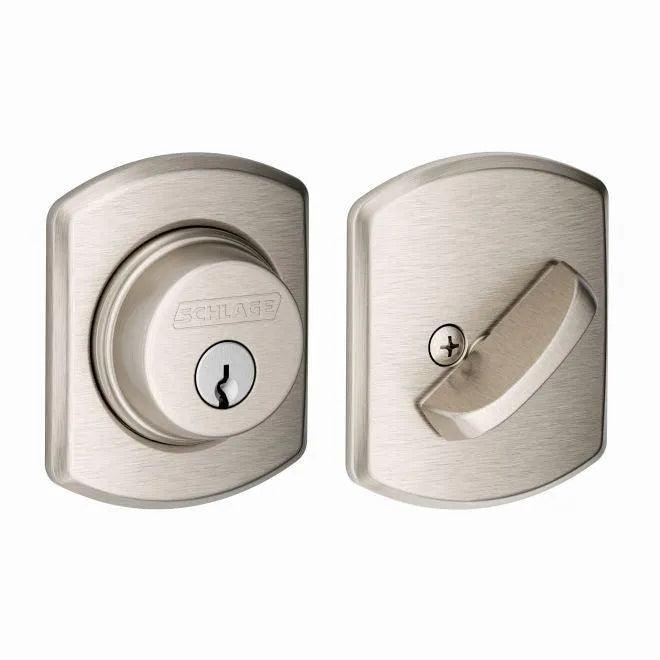 Schlage Single Cylinder Deadbolt With Greenwich Trim Satin Nickel