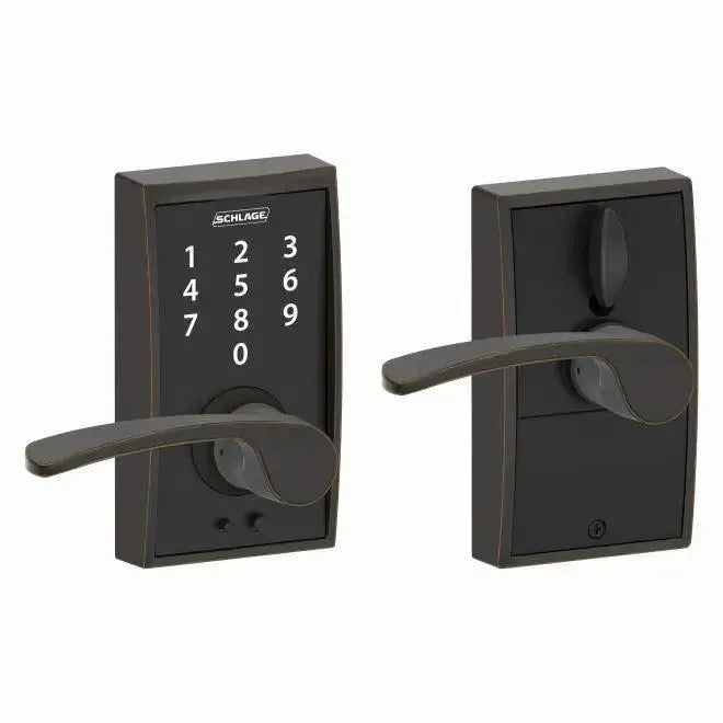 SchlageSchlage Touch Keyless Touchscreen Lever with Century trim and Merano Lever in 