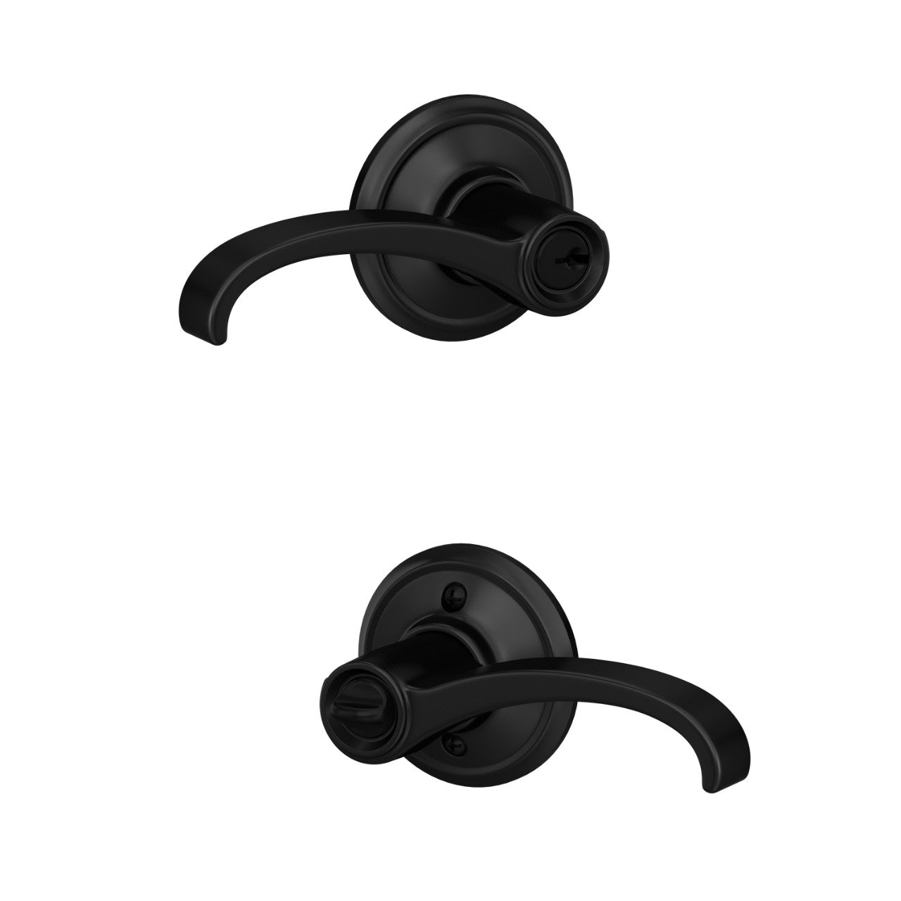 Schlage Whitney Lever with Alden Rosette Keyed Entry Lock Matte Black