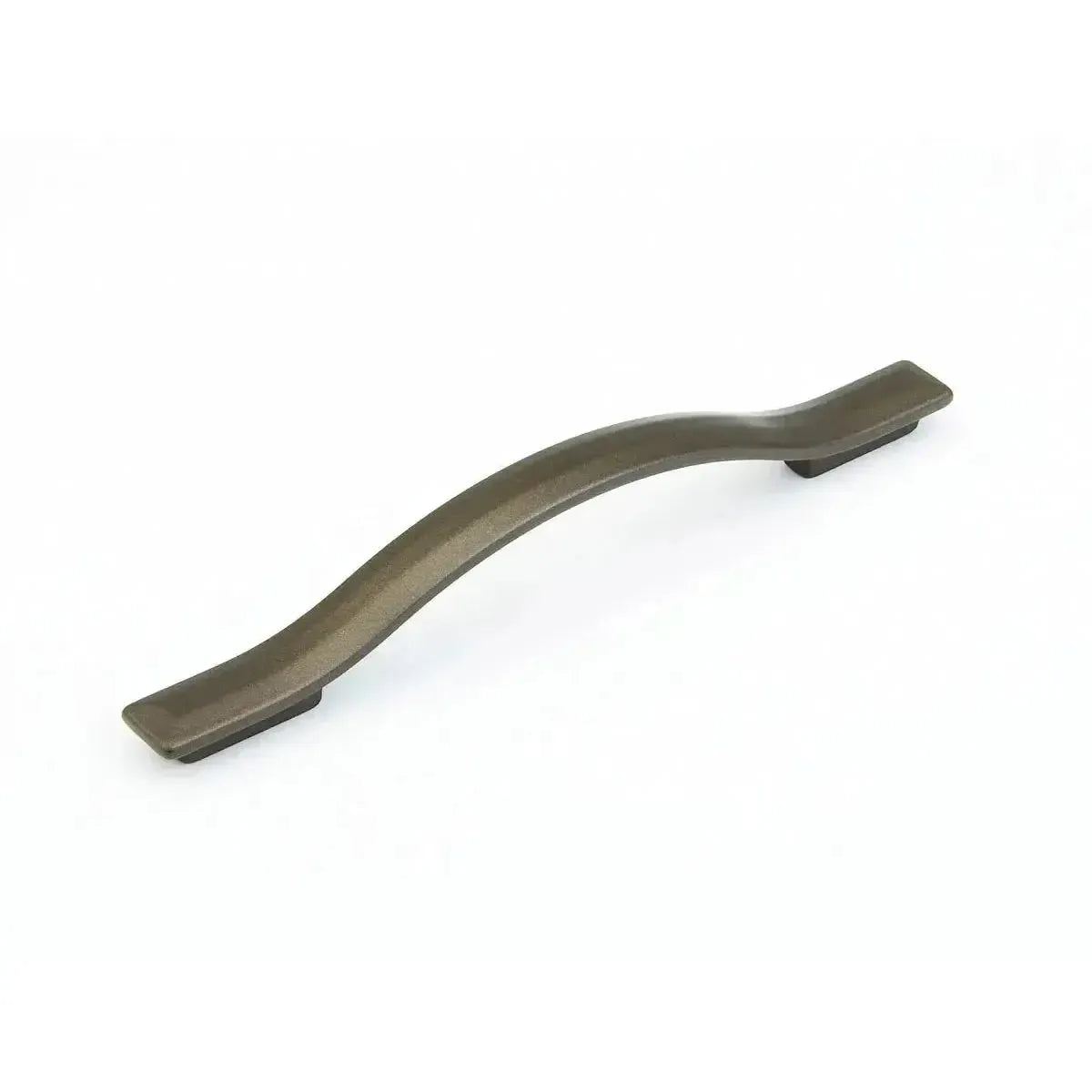 The Schaub Skyevale Arched Cabinet Pull in Milano Bronze finish.