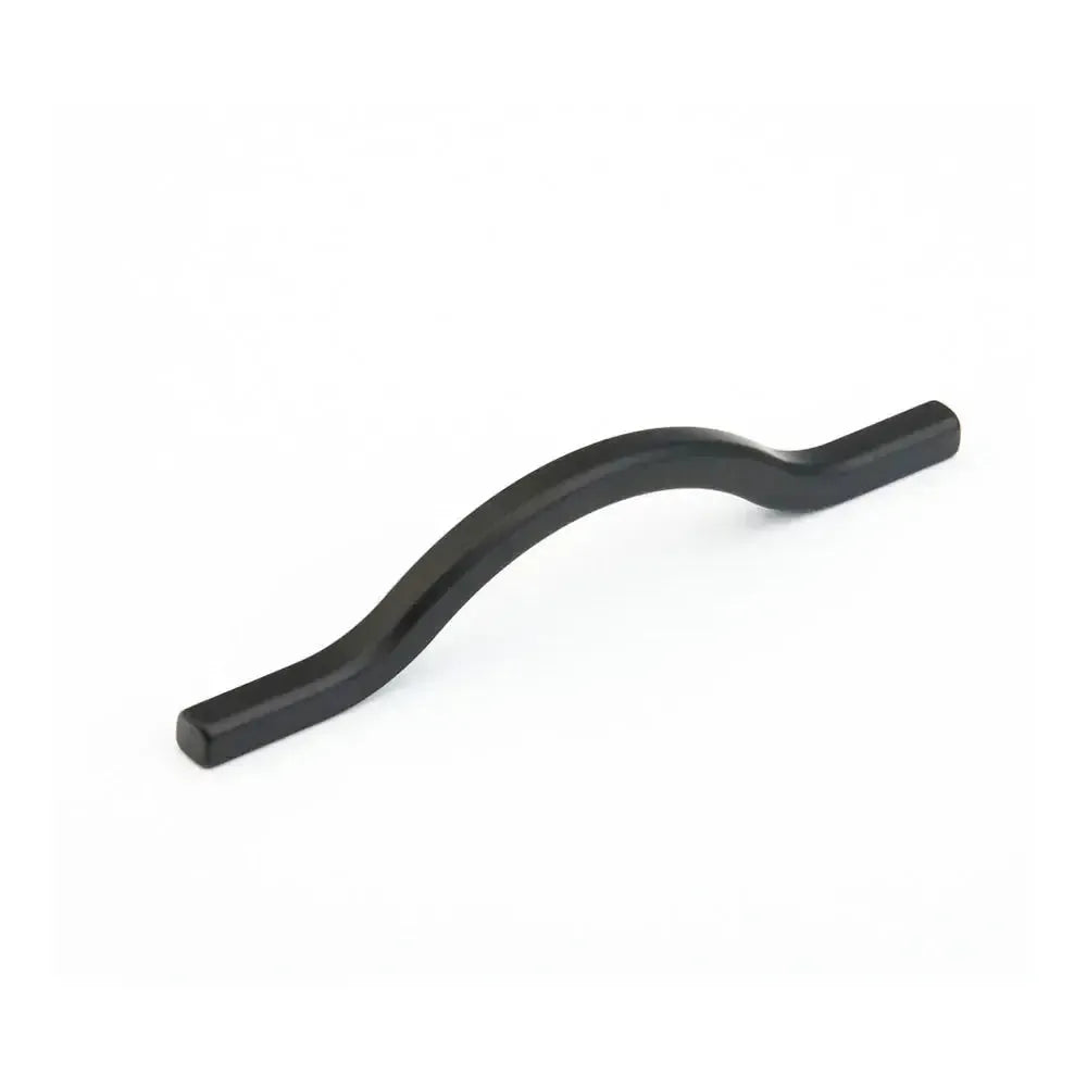 The Schaub Sorrento Bowed Cabinet Pull in Matte Black finish.