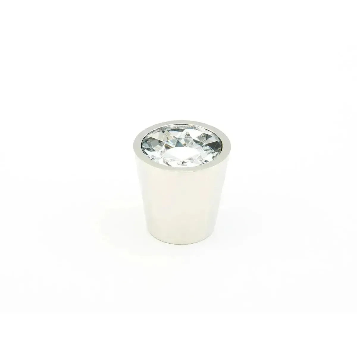 The Schaub Stargaze Cylinder Glass Cabinet Knob in Polished Nickel finish.