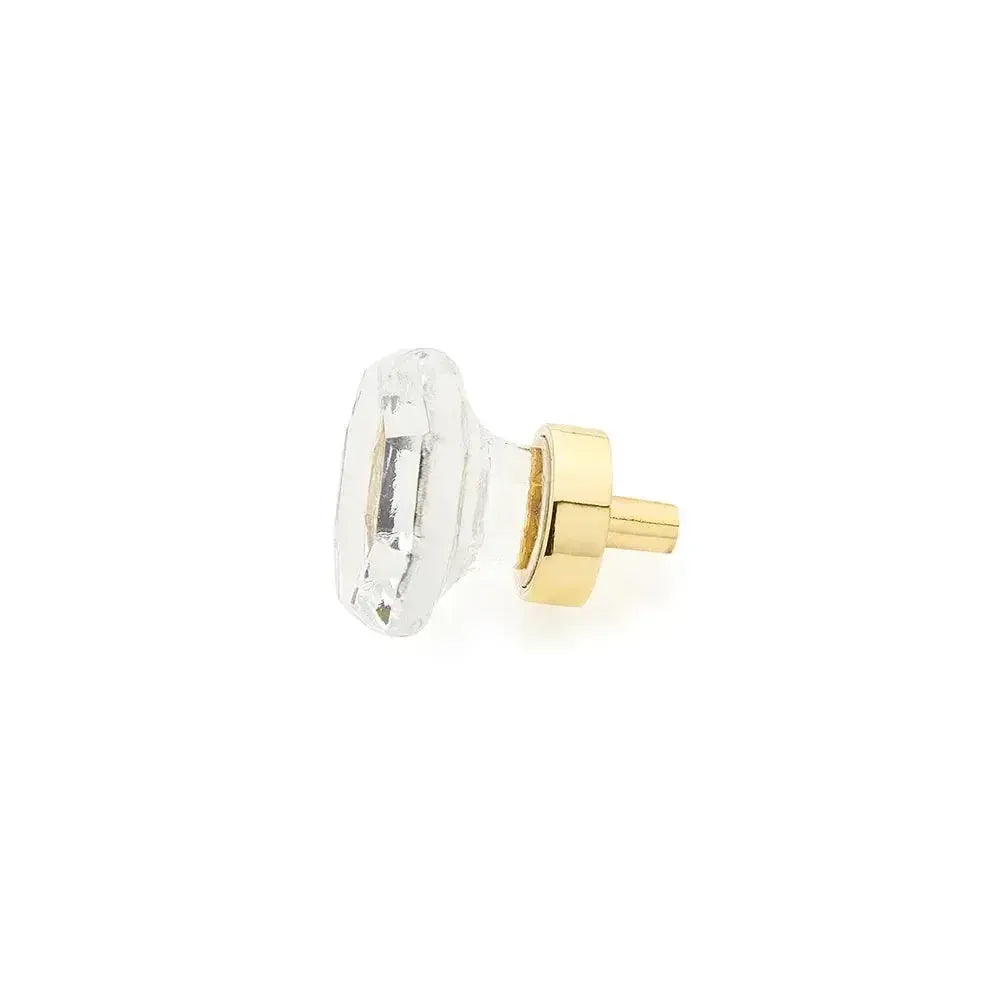 The Schaub Stargaze Octagonal Glass Cabinet Knob in Polished Brass finish.