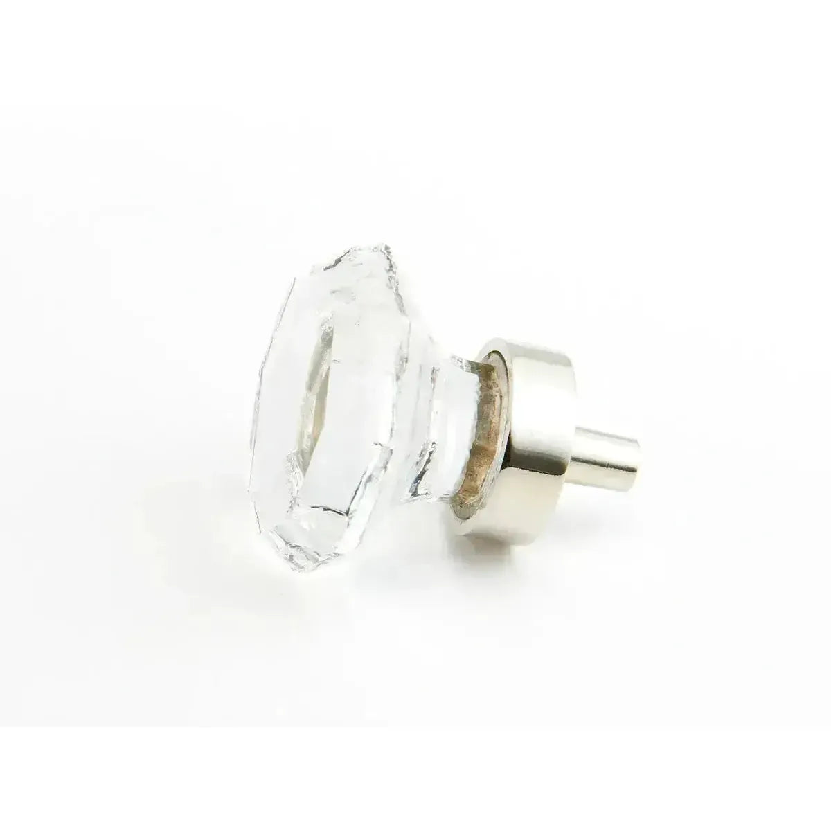The Schaub Stargaze Octagonal Glass Cabinet Knob in Polished Nickel finish.