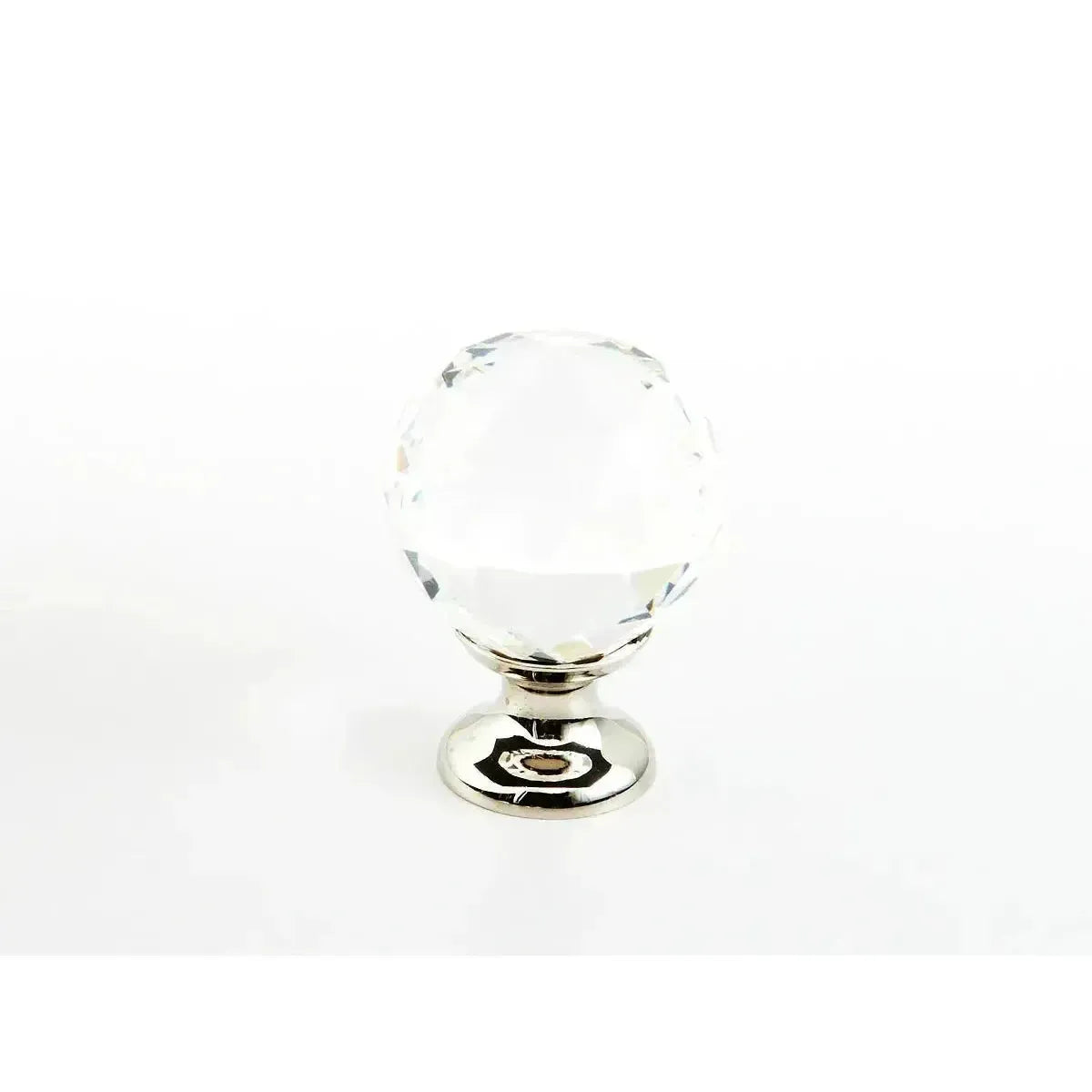 The Schaub Stargaze Round Glass Cabinet Knob in Polished Nickel finish.