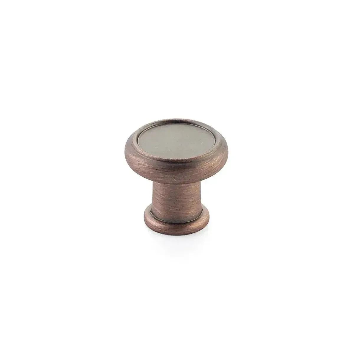 The Schaub Steamworks Round Cabinet Knob in Empire Bronze finish.