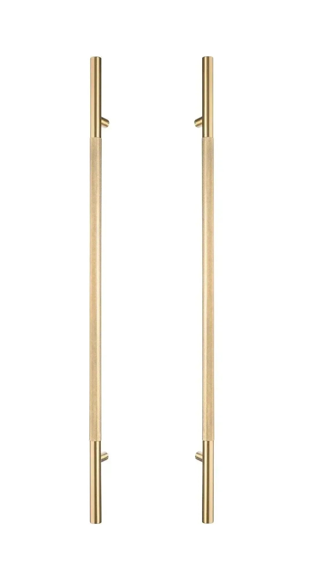 Sure-Loc 48" Knurled Long Door Pull, Double-Sided Satin Brass