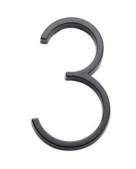 Sure-Loc 5" Floating House Number 3 in Flat Black finish
