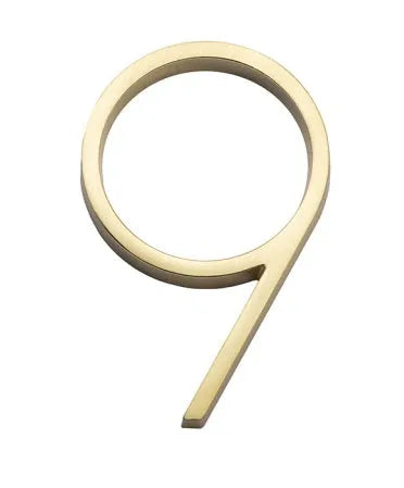 Sure-Loc 5" Floating House Number 9 in Satin Brass finish