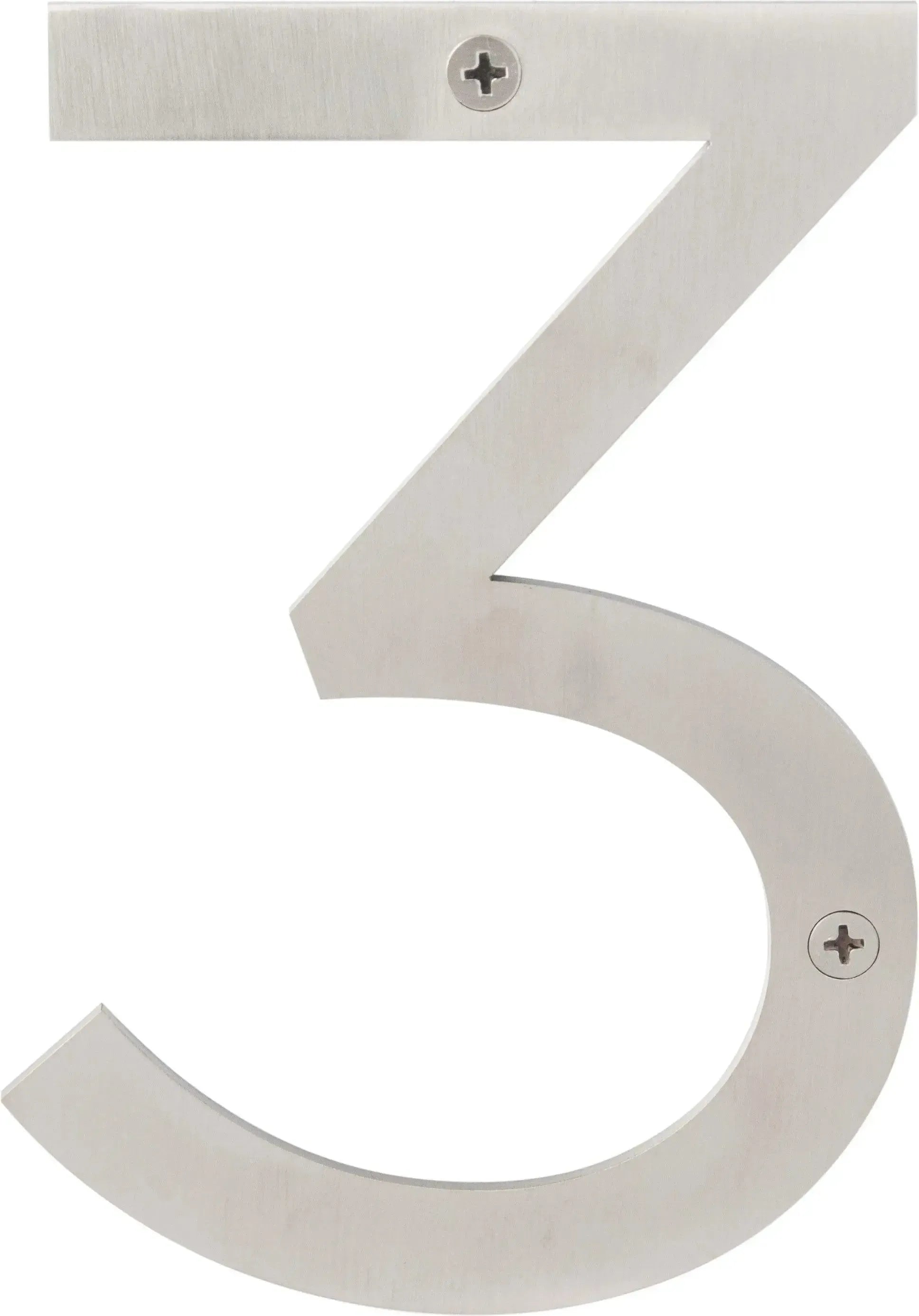 Sure-Loc 6" House Number 3 in Brushed Stainless Steel finish