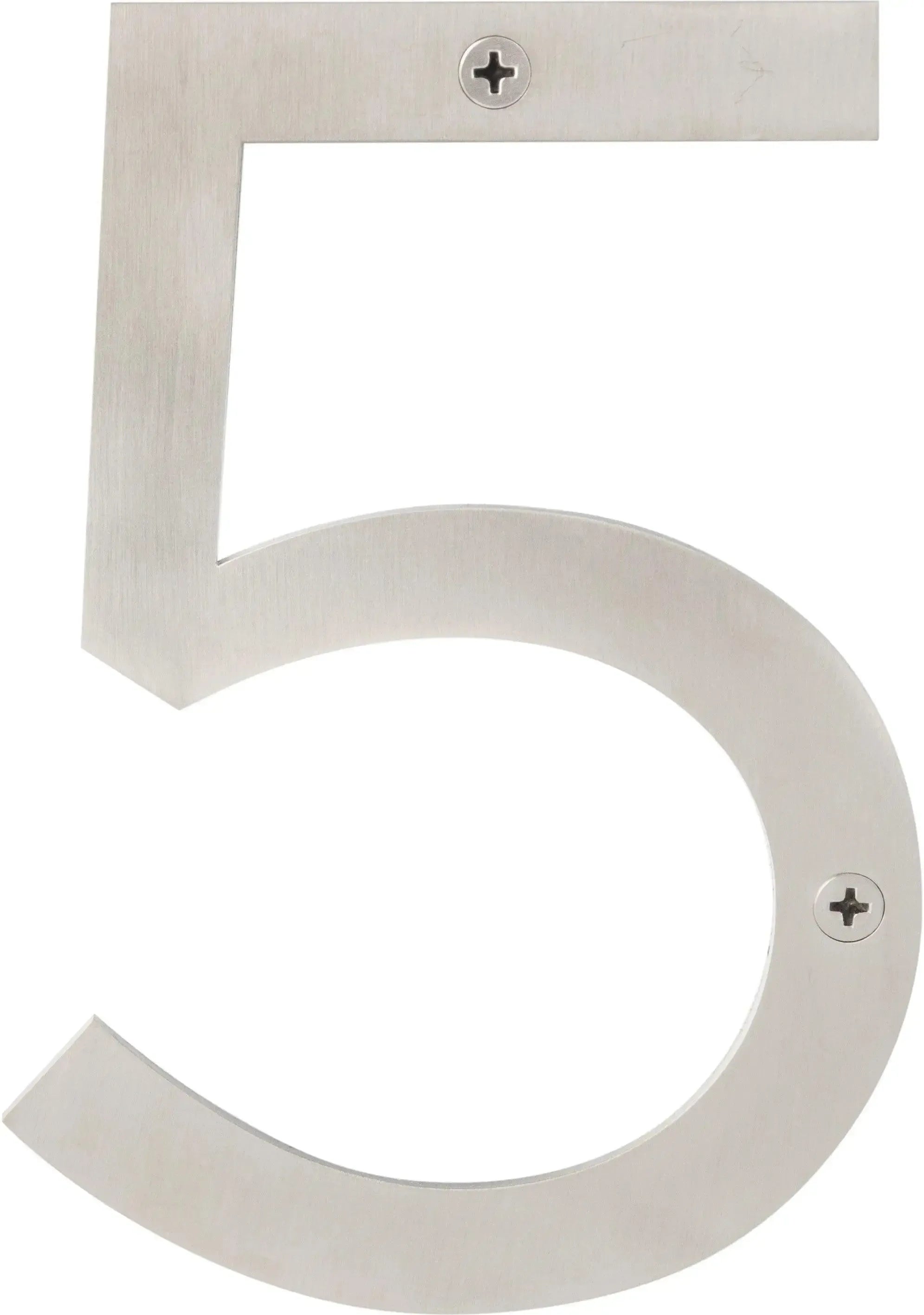 Sure-Loc 6" House Number 5 in Brushed Stainless Steel finish