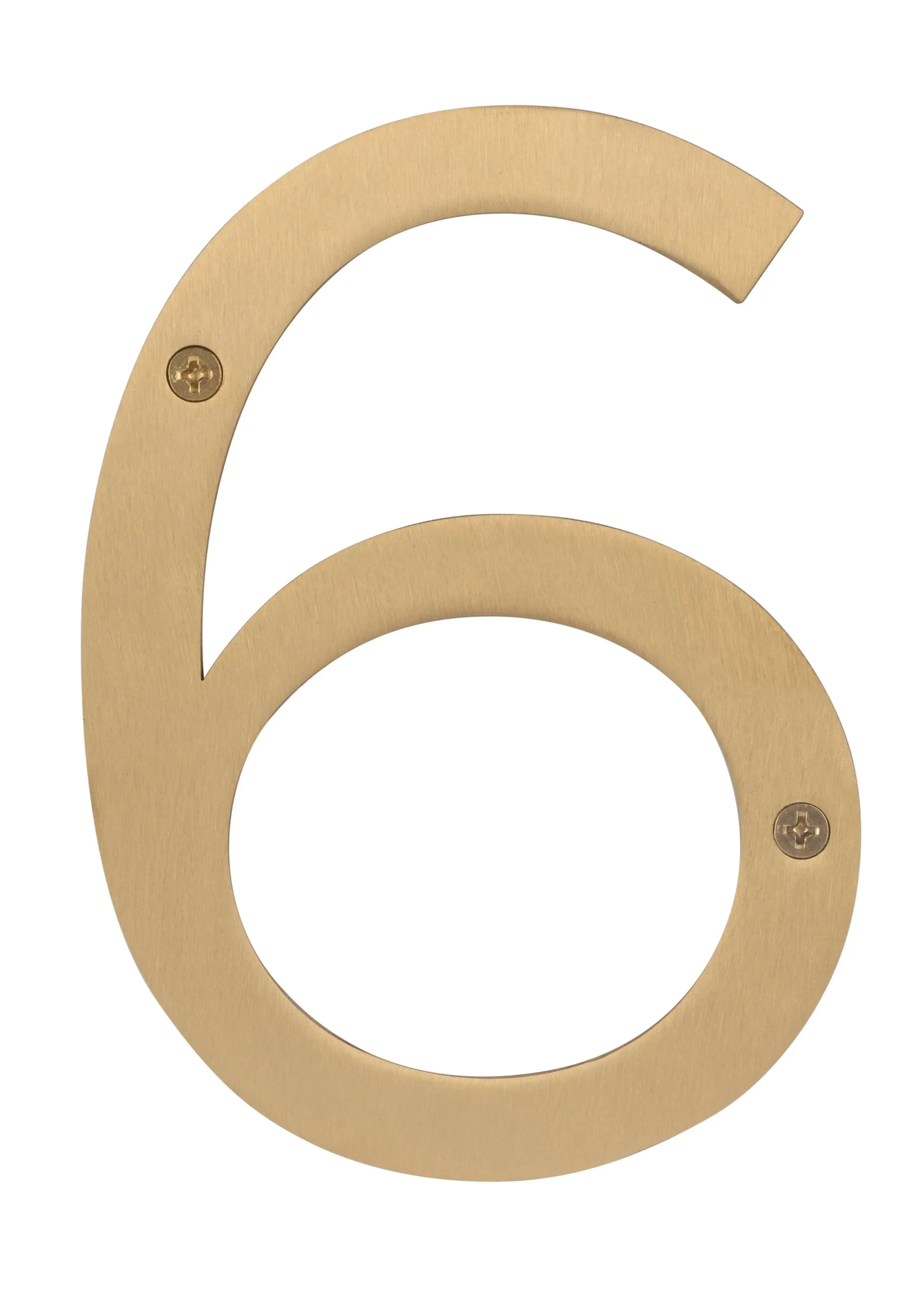 Sure-Loc 6" House Number 6 in Satin Brass finish