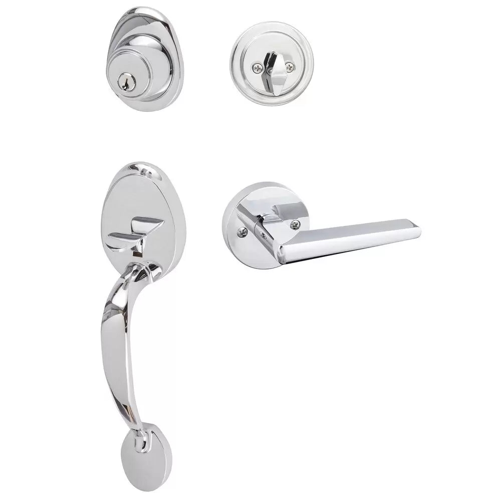 Sure-Loc Alta Handleset With Basel Round Lever Interior Trim Polished Chrome