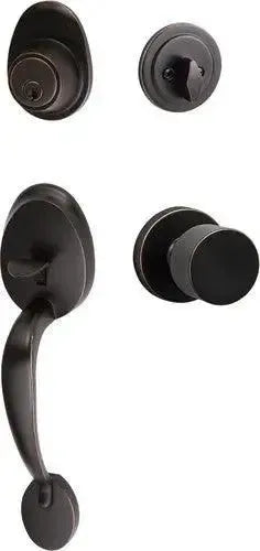 Sure-Loc Alta Handleset With Bergen Round Knob Interior Trim Vintage Bronze