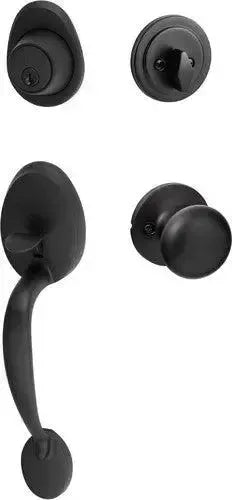 Sure-Loc Alta Handleset With Durango Knob Interior Trim in Flat Black finish