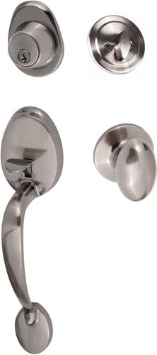 The Sure-Loc Alta Handleset With Arapaho Knob Interior Trim in Antique Nickel finish