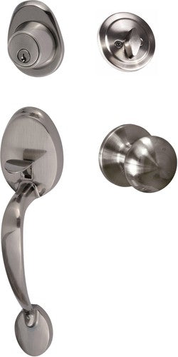 The Sure-Loc Alta Handleset With Durango Knob Interior Trim in Antique Nickel finish