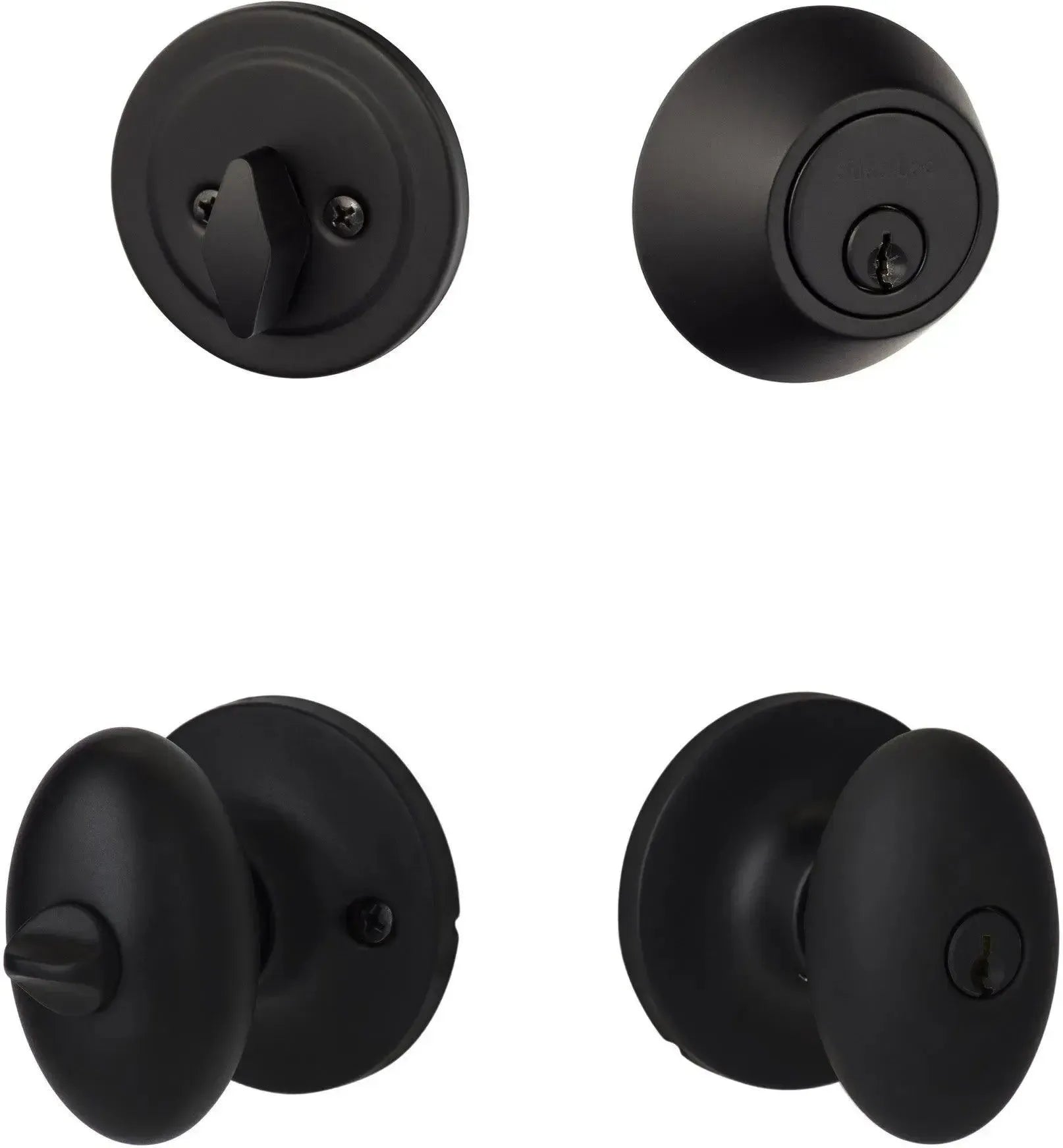Sure-Loc Arapaho Entry Knobset With KA Deadbolt in Flat Black finish