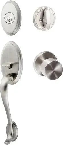 Sure-Loc Aspen Handleset With Bergen Round Knob Interior Trim Satin Nickel