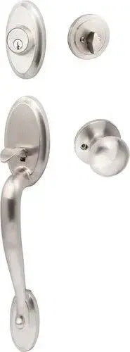 Sure-Loc Aspen Handleset With Durango Knob Interior Trim Satin Nickel
