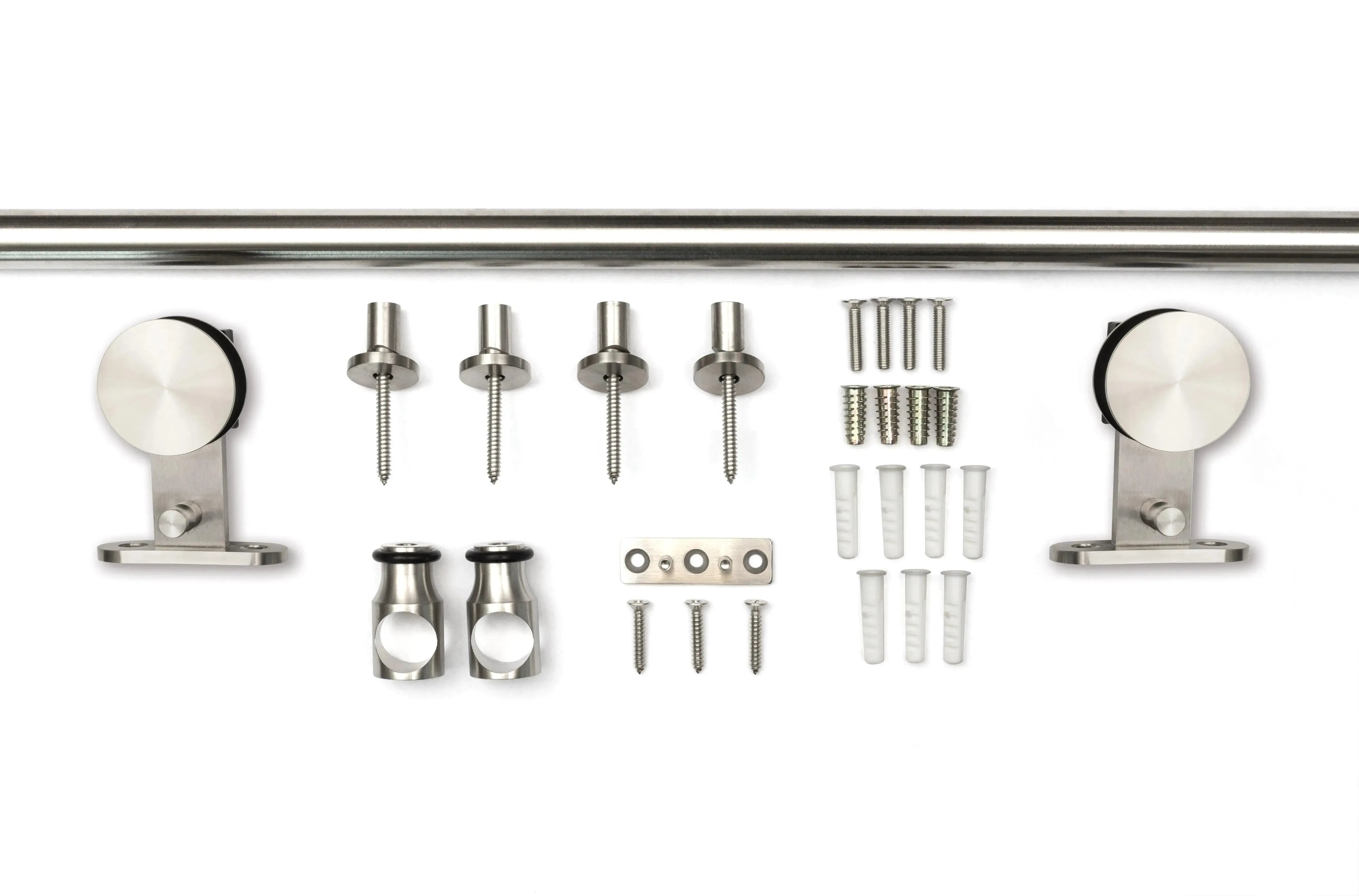 The Sure-Loc Barn Door Rail System, 72" in Brushed Stainless Steel finish
