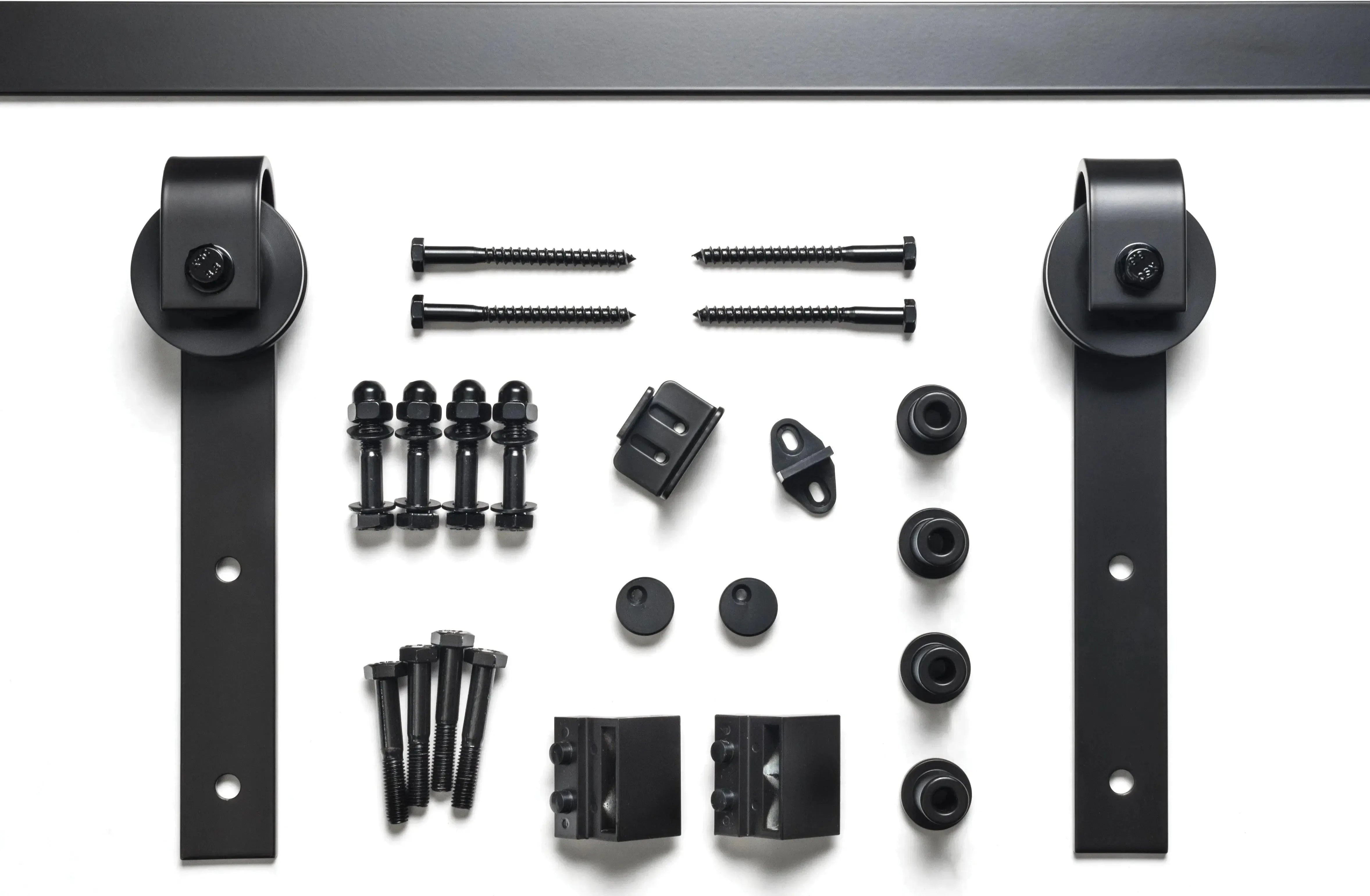 Sure-Loc Barn Door Track System with Strap Roller, 96" Flat Black