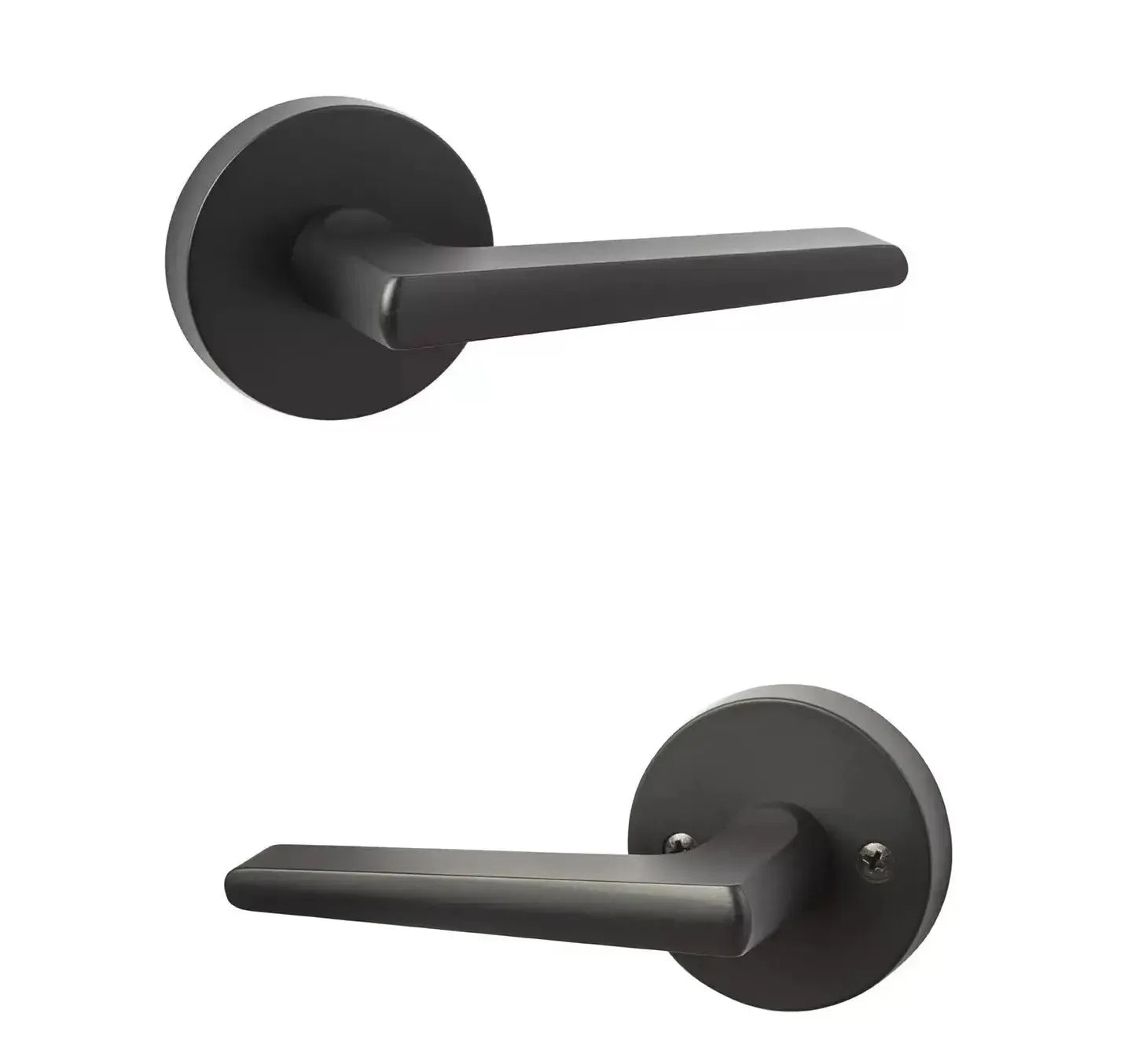 Sure-Loc Basel Lever with Round Rosette in Flat Black finish