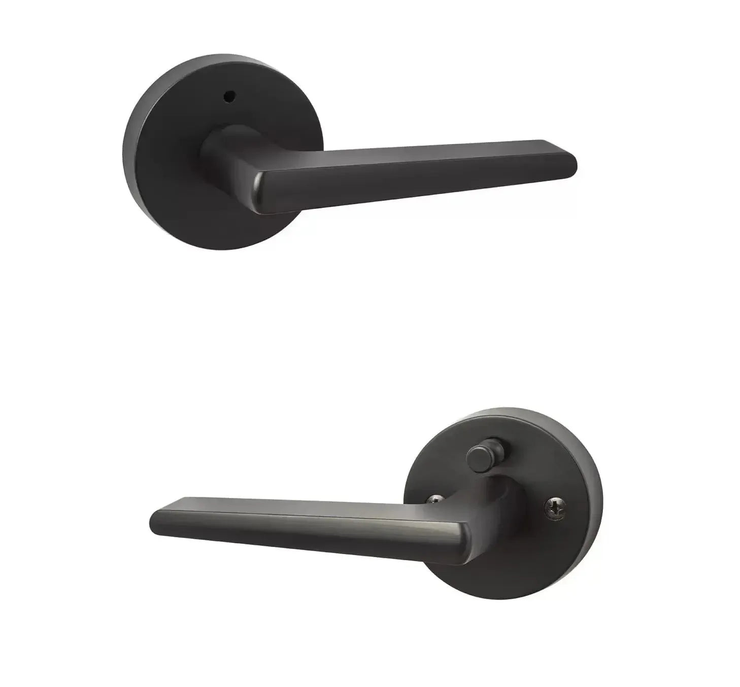 Sure-Loc Basel Lever with Round Rosette in Flat Black finish