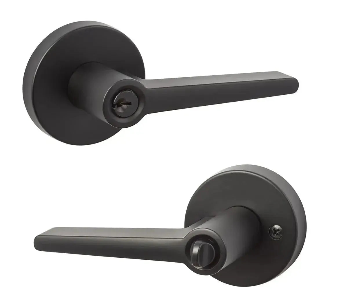 Sure-Loc Basel Lever with Round Rosette in Flat Black finish