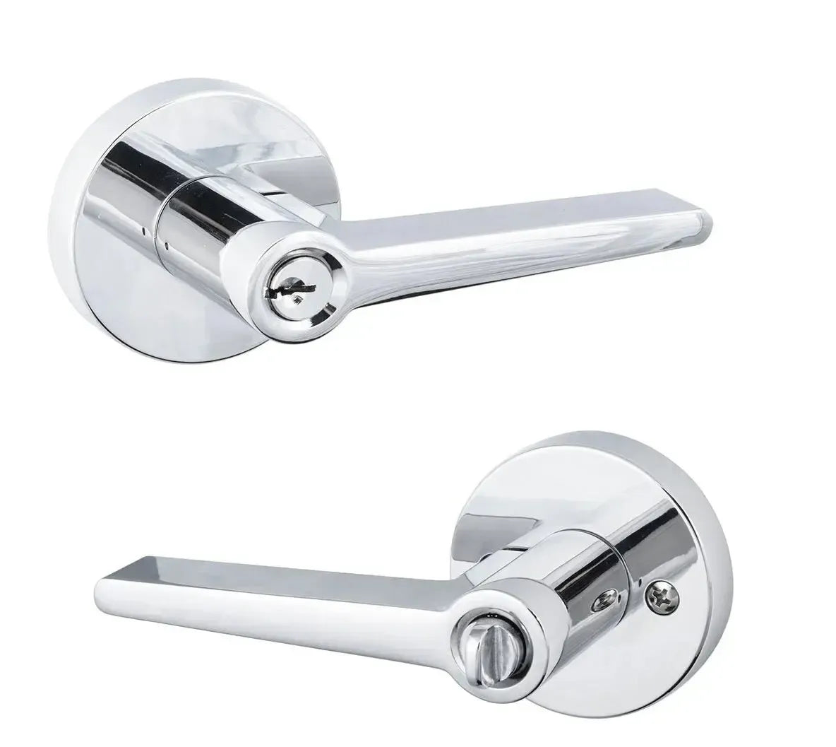 Sure-Loc Basel Lever with Round Rosette in Polished Chrome finish