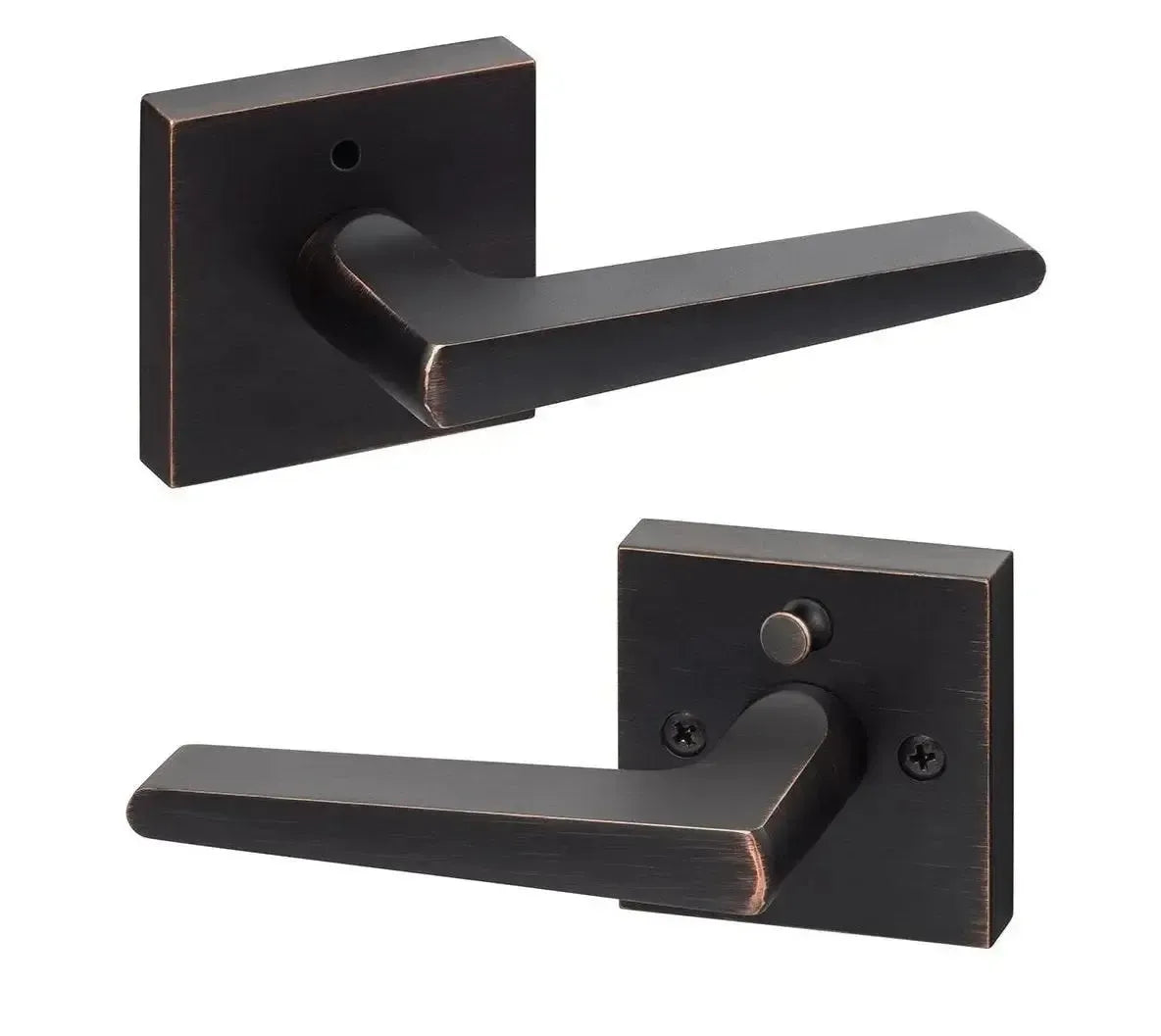 Sure-Loc Basel Lever with Square Rosette Polished Chrome