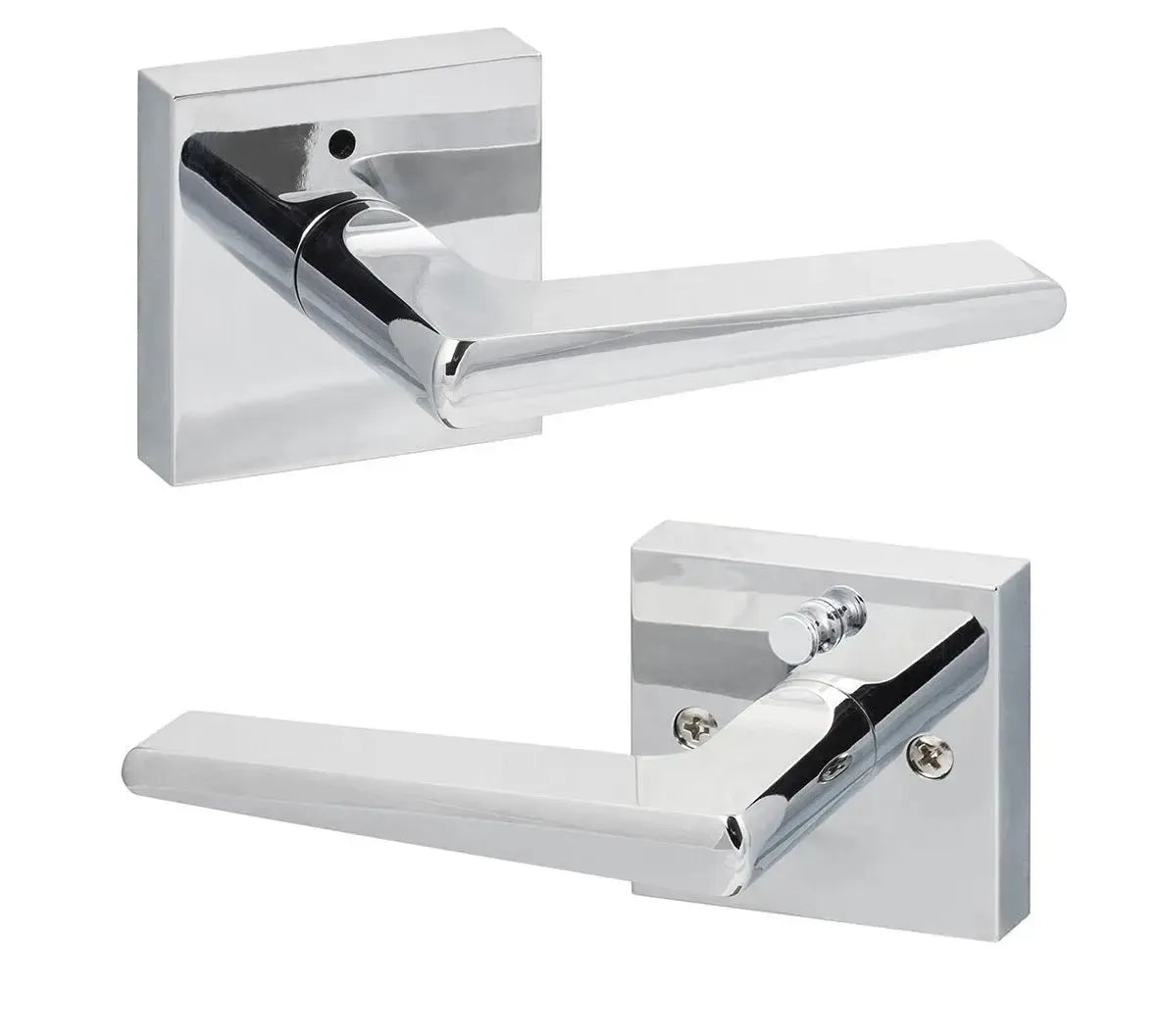 Sure-Loc Basel Lever with Square Rosette in Polished Chrome finish