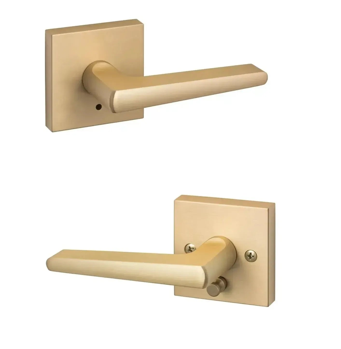 Sure-Loc Basel Lever with Square Rosette in Satin Brass finish
