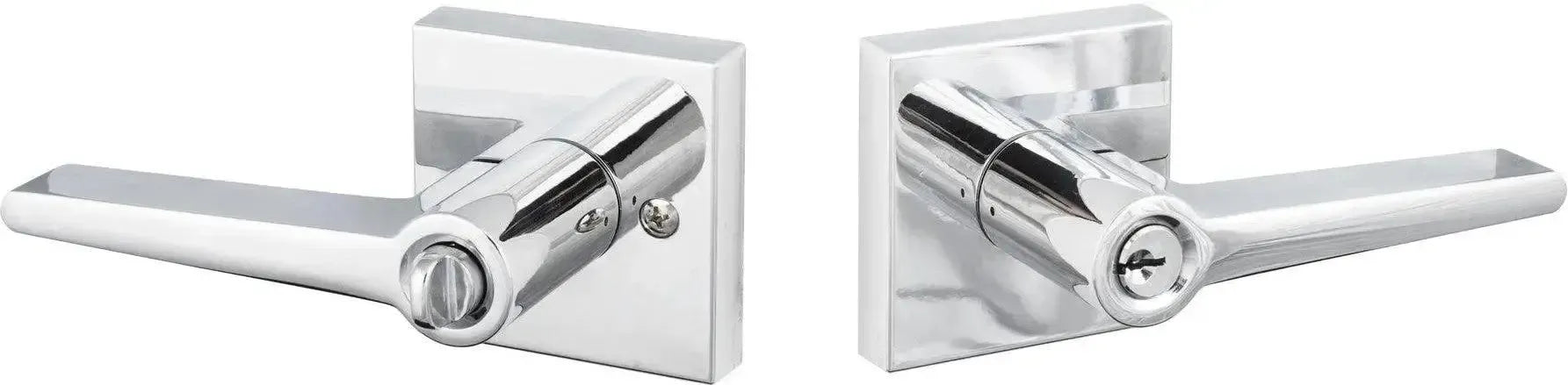 Sure-Loc Basel Lever with Square Rosette Satin Brass
