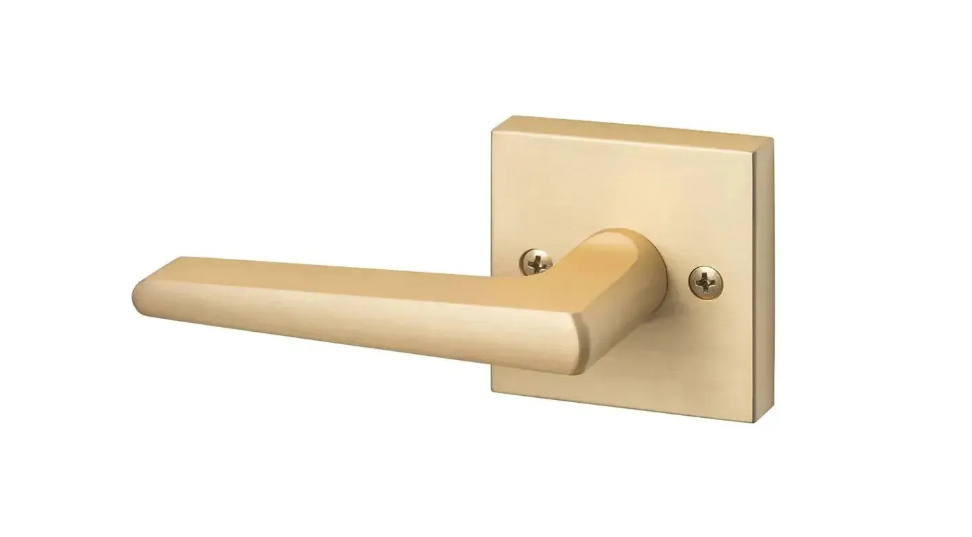 Sure-Loc Basel Lever with Square Rosette in Satin Brass finish