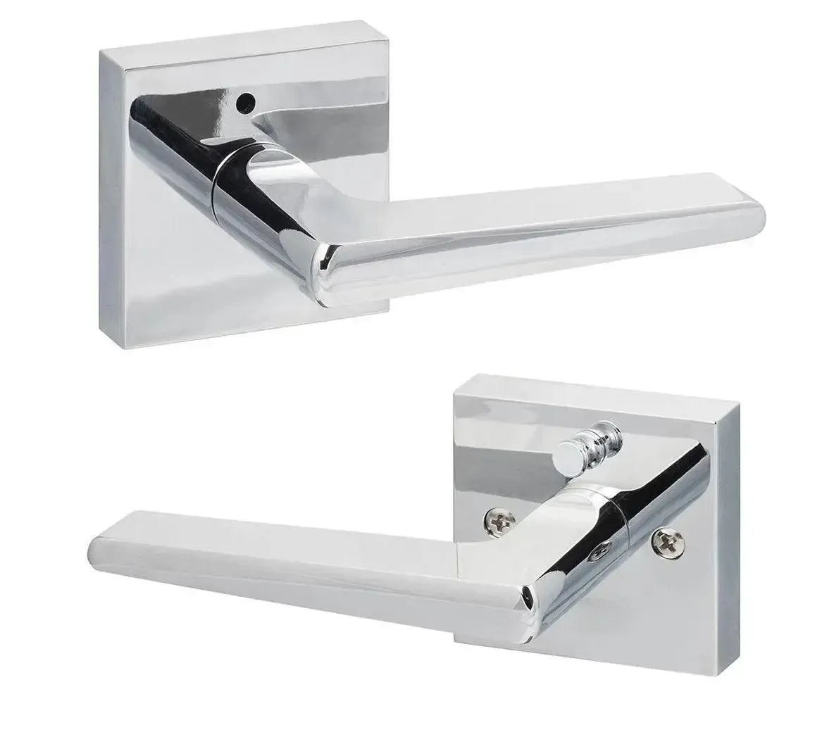 Sure-Loc Basel Lever with Square Rosette Satin Brass