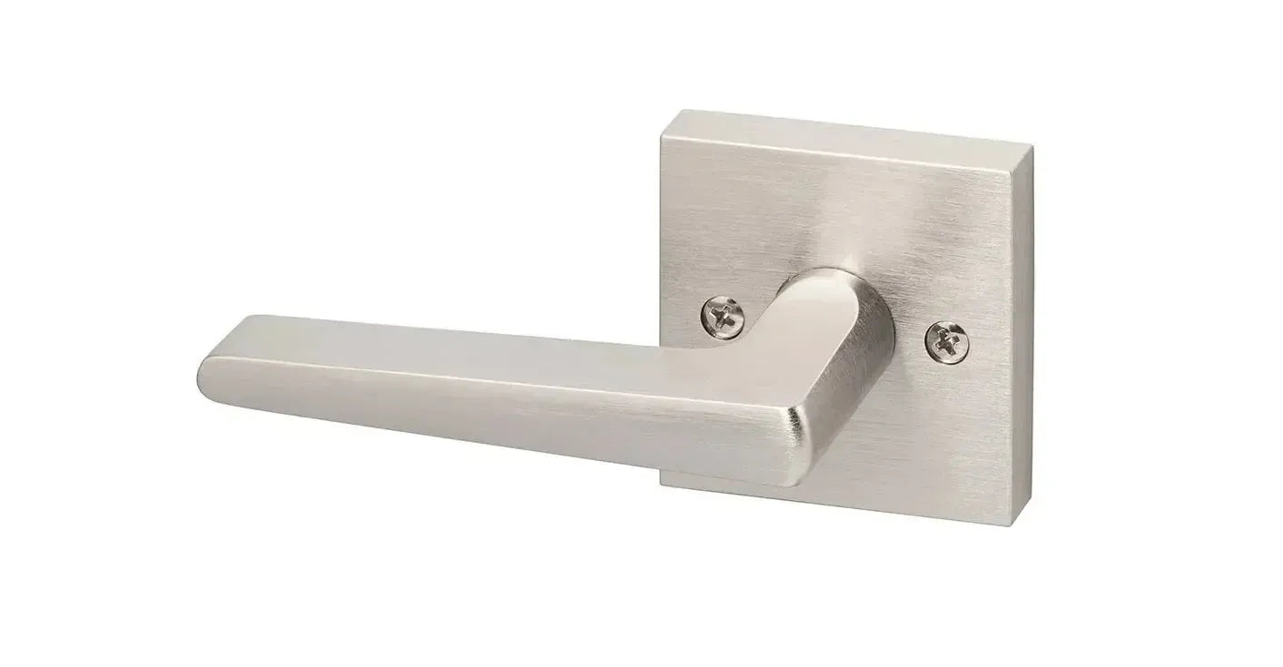 Sure-Loc Basel Lever with Square Rosette in Satin Nickel finish