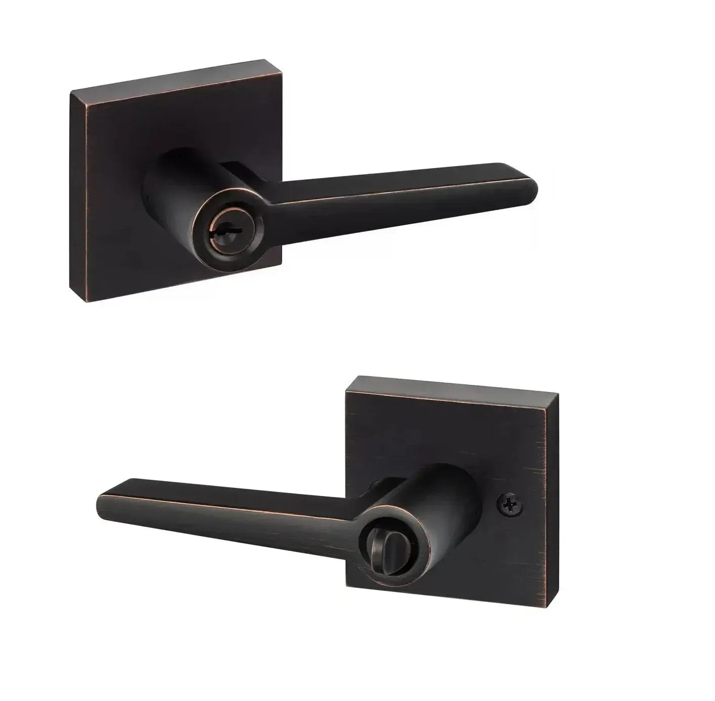 Sure-Loc Basel Lever with Square Rosette in Vintage Bronze finish