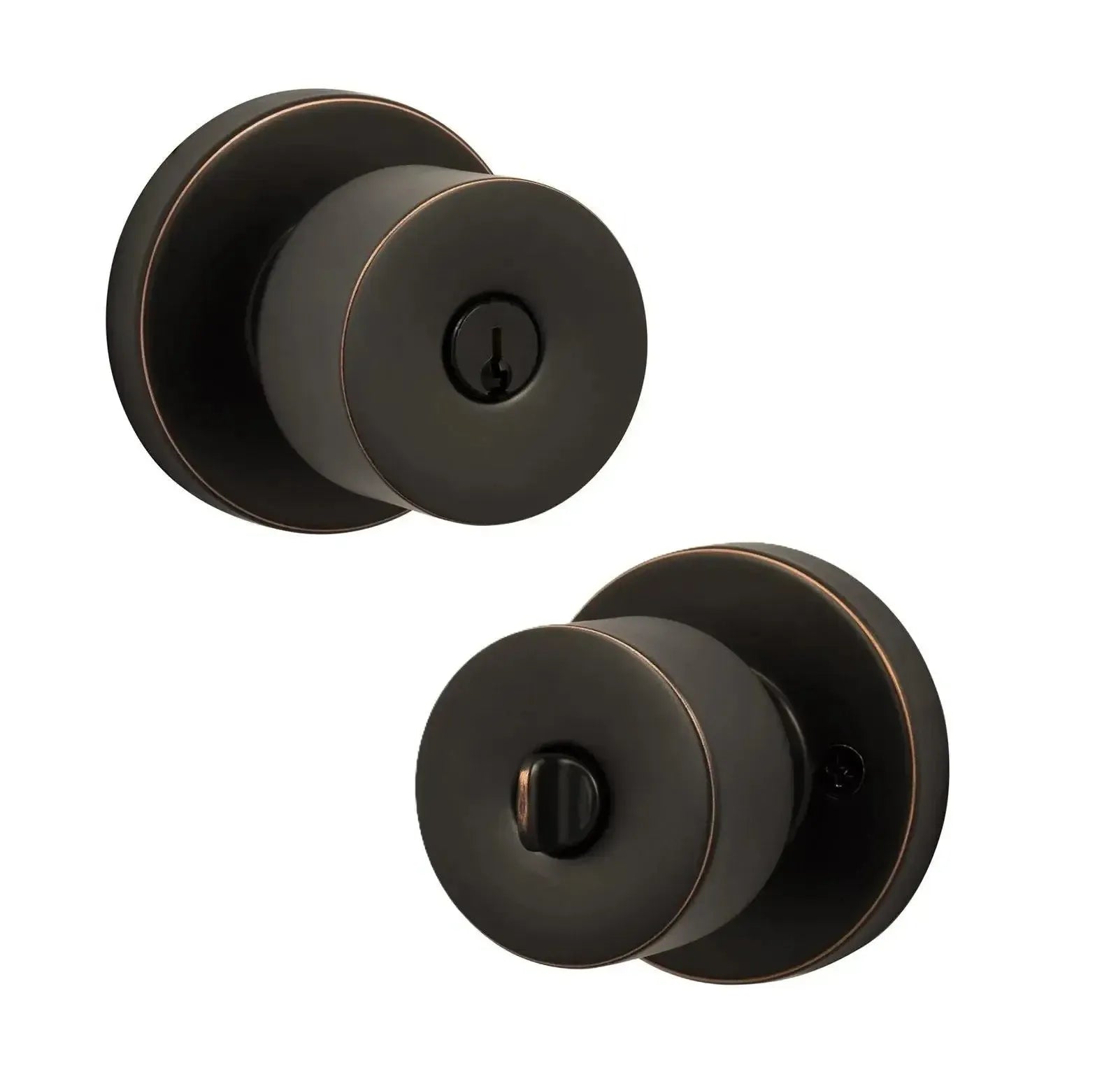 The Sure-Loc Bergen Knob with Round Rosette in Vintage Bronze finish